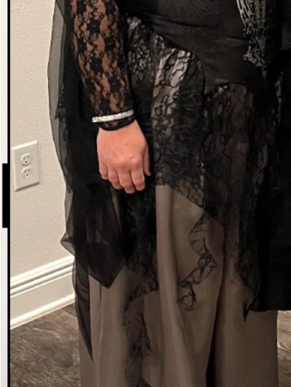 Black Lace Overlay Dress with grey Underskirt costume